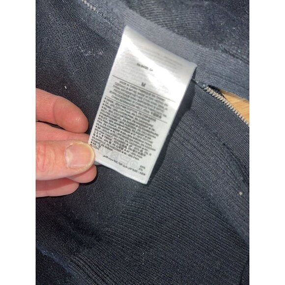 Banana Republic Pima Cotton Cashmere Cardigan Sweater Black Side Zips Medium D1 - Picture 9 of 10